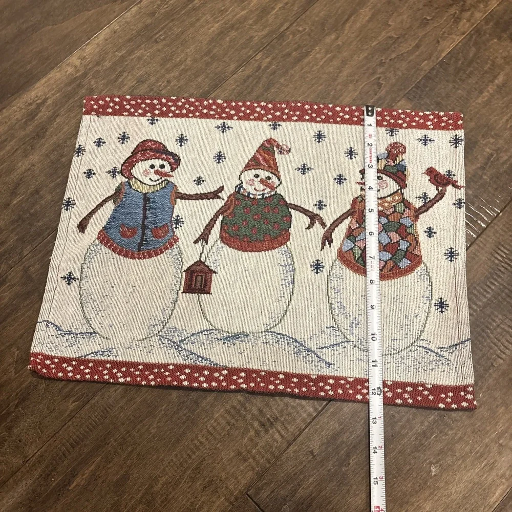 Tapestry Placemats Jolly Snowmen Trio Winter‎ Holiday Table 12.5 X 17 Set of 2